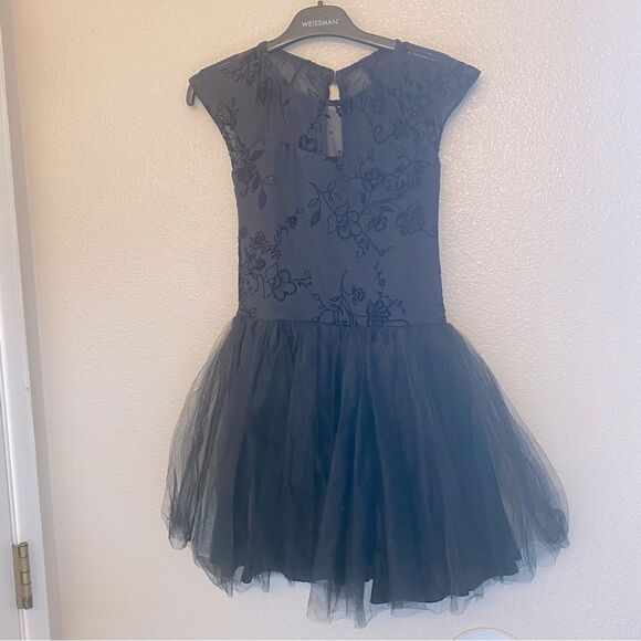 WEISSMAN Balera Dance Costume black tutu skirt flocked mesh dress D9329 child LC - Picture 2 of 15